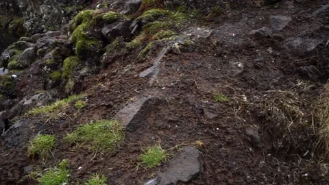 Slow Motion Snow in small lake SILFRA Stockbeeldmateriaal 138267532