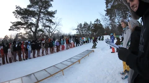 Slow motion: snowboarder jumping Stock Footage 52935758