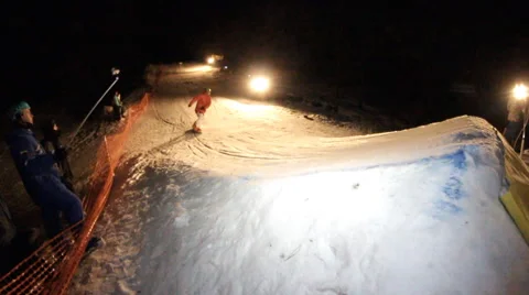 Slow motion: snowboarder jumping Stock Footage 52935891