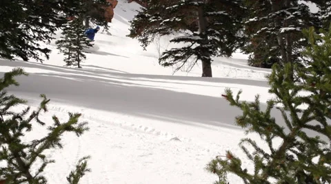 Slow Motion Snowboarding 240fps Powder Slash Stock Footage