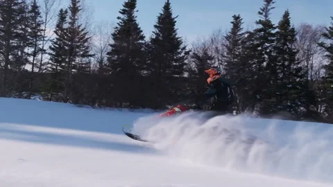 Slow Motion Snowmobile Stock Footage 150831143