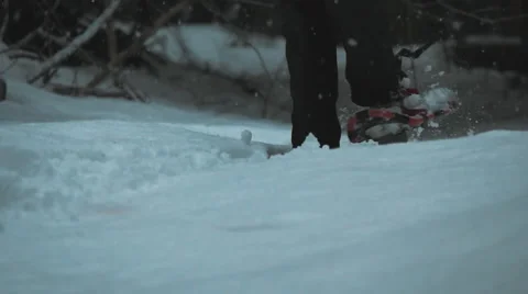 Slow Motion Snowshoe. Stock Footage 60586771