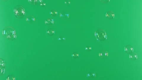 Slow motion of soap air bubbles texture on chroma key green screen background 動画素材 195079013