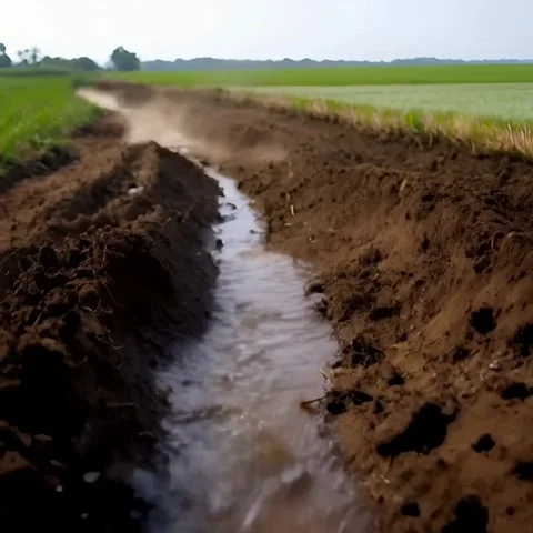 Slow-Motion Soil Erosion Video Water and Wind Effects Stock Footage 296544629