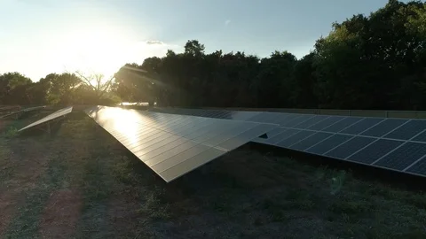 Slow Motion Solar Panel Sunset Stock Footage 94555250