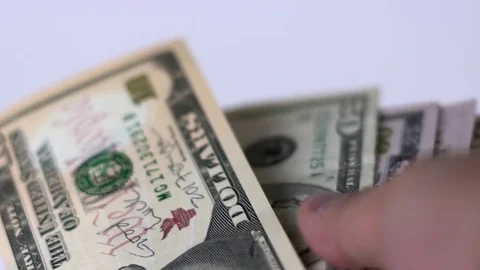 Slow Motion Sorting Money USD Low View Stock Footage 72814675