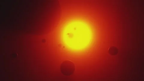 Slow motion space flight animated background. Glowing neon, warm, red, purple Stock Footage 246049505