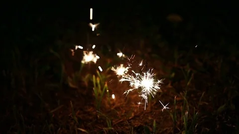 Slow motion, sparkler light firework Stock Footage 81958105