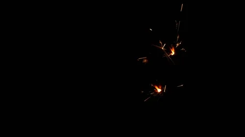 Slow motion of sparkler lights explosion on black background. Christmas design. Stock Footage 143371017