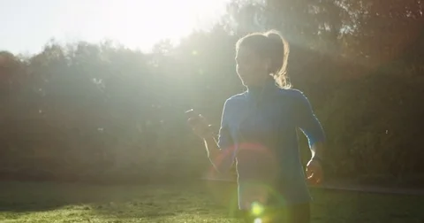 Woman Running Silhouette Stock Video Footage