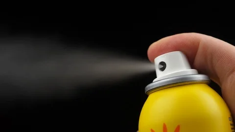 Slow motion of spray bottle drops on black background Stock Footage 109489424