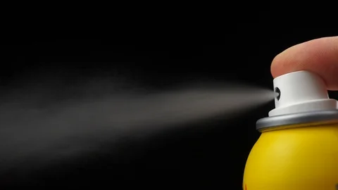 Slow motion of spray bottle drops on black background Stock Footage 109489447