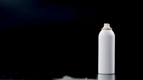 Slow Motion Of Spray Bottle Drops On Black Background 120fps Stock Footage 128761982