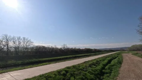 Slow motion. Spring field. The grass turns green. Clear sky. Stock Footage 237262607