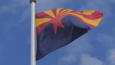 Slow motion state flag flapping in the wind Stock Footage 74003689