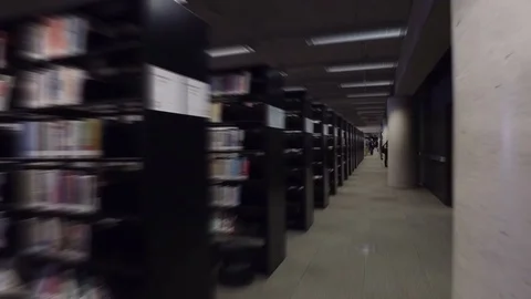 Slow Motion Steadicam Flow Through Library Vídeos de archivo 71998499