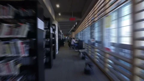 Slow Motion Steadicam Flow Through Library Stock Footage 72001567