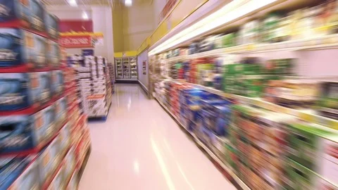Slow Motion Steadicam Walk Through Beer Aisle of A Supermarket Stock Footage 71999212