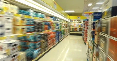 Slow Motion Steadicam Walk Through Beer Section of A Supermarket Aisle Stock Footage 72002974