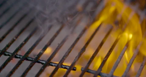 Slow motion steak flip with flames Stock Footage 141006105