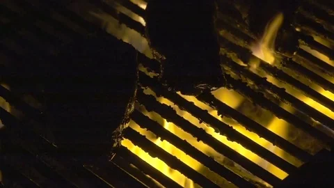 Slow Motion Steaks On Grill 1 Stock Footage 77195764
