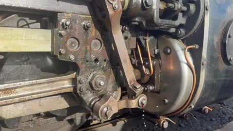 Slow motion steam Train close up wheels with smoke UK England 4K Vidéo 320361605