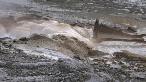 Slow Motion Steaming Hot Spring / Geyser Stock Footage 76951603