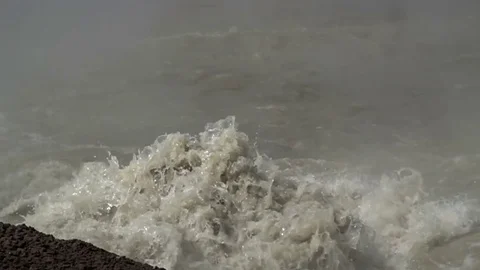 Slow Motion Steaming Pond Splash Stock Footage 76950895