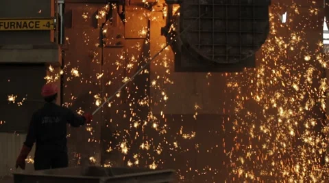 Slow Motion Steel Workshop With Working Worker Stock Footage 62845670