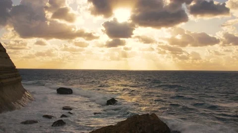 Slow Motion Still Shot of Smooth Waves During Beautiful Sunset 스톡 동영상 133429139