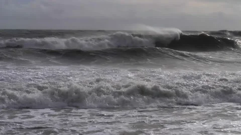 Slow motion. The Storm of the Century. The destructive power of water. The Stock Footage 265941337