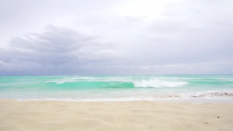 Slow motion stormy waves of turquoise Mediterranean sea Stock Footage 151323409