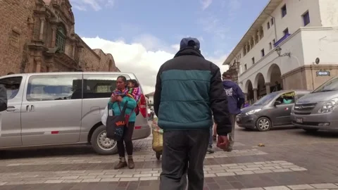 Slow Motion of street in cusco, Peru Video stock 130424554