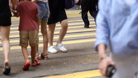 Slow motion of Streets crowded with people shopping Stock Footage 125164553