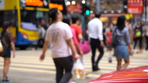 Slow motion of Streets crowded with people shopping Stock Footage 125164576