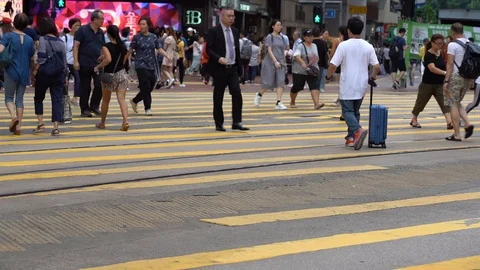 Slow motion of Streets crowded with people shopping Stock Footage 125165571