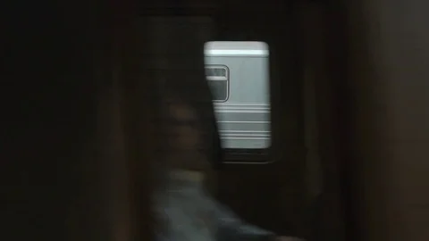 Slow motion subway  train arriving to station Stock Footage 75254860