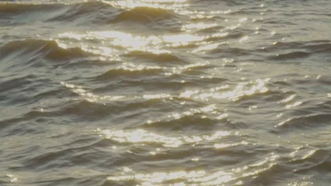 Slow motion sunlight reflect water in river. Stock Footage 79540102