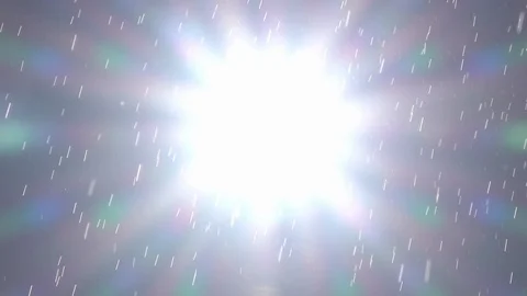 Slow motion of sunny shower on cloudless sky background with moving sun Stock Footage 103594692