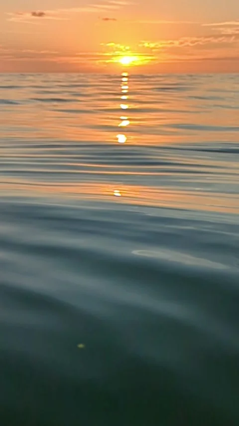 Slow motion sunset in Florida reflected on the surface of the sea water Stock Footage 293229652