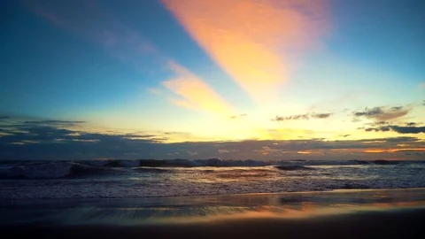 Slow Motion Sunset On The Ocean Beach Bali Indonesia Stock Footage 104536528