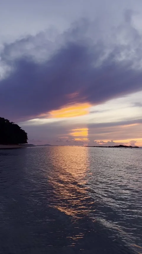 Slow Motion of Sunset Over Ocean Water Stock Footage 340381260