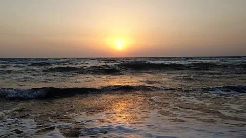 Slow Motion Sunset Waves Stock Footage 230089212