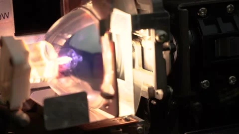Slow motion Super 8 cine film projector in operation Stock Footage 144865435