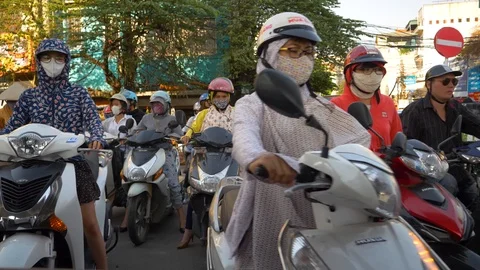 Slow motion super close face on to motorcyclists Stock Footage 108724628