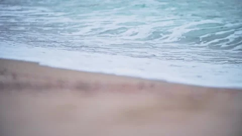 Slow motion of surf on the sandy beach Stock Footage 224029929