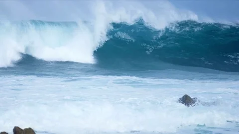 Slow motion Surfer On Blue Ocean Wave Beautiful natural background Amazing Stock-Footage 336585934