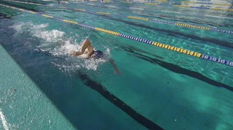 Slow Motion Of Swimmer Training Front Crawl Stroke Stock-Footage 34162172
