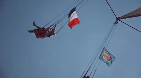 Slow Motion Swing Ride Pople, France - 60fps Stock Footage 52549471
