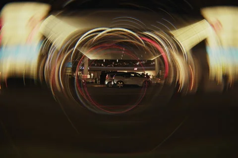 Slow Motion Swirl Effect Urban Night Scene Video stock 300385786
